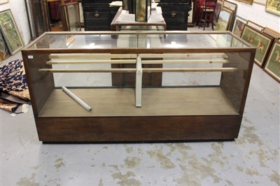 Lot 881 - Mid 20th century shop display cabinet, with glazed top and front, 186cm wide x 62cm deep x 90cm high