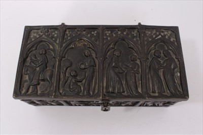 Lot 3811 - Mediaeval revival bronze casket