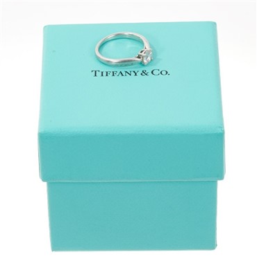 Lot 627 - Tiffany & Co diamond single stone ring F colour, VS1. 0.50cts