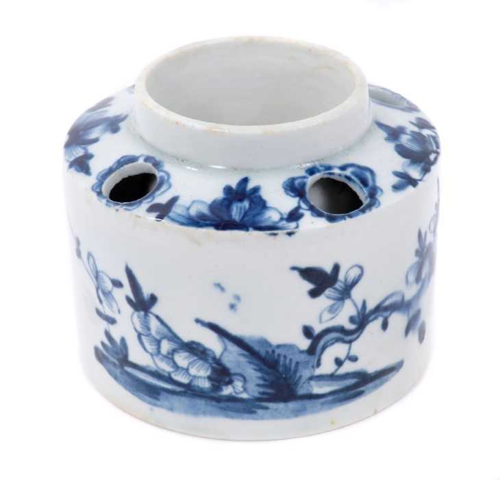 Lot 296 - Rare Lowestoft porcelain inkpot, circa 1765