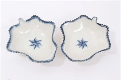Lot 302 - Pair 18th century Worcester porcelain pickle dishes with rare Single Flower print