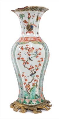 Lot 317 - Chinese famille verte vase with ormolu mount