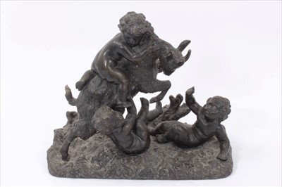 Lot 1142 - After Clodion 19th century French spelter figural group of a goat and putti