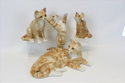 Lot 2025 - Four various Winstanley cat ornaments of Ginger cats