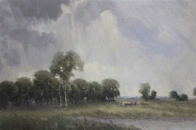 Lot 1467 - William Sidney Reed, oil on board - Cattle in landscape, signed, framed, 31.5cm x 41cm