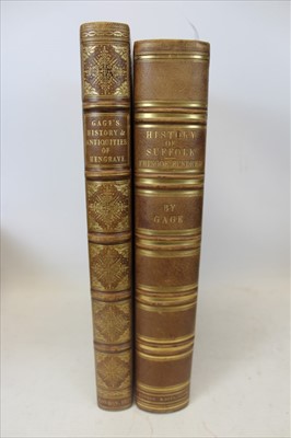 Lot 2300 - John Gage - Two large volumes - HISTORY OF HENGRAVE, THE HISTORY AND ANTIQUITIES OF SUFFOLK, THINGOE HUNDRED, 1822, 1838