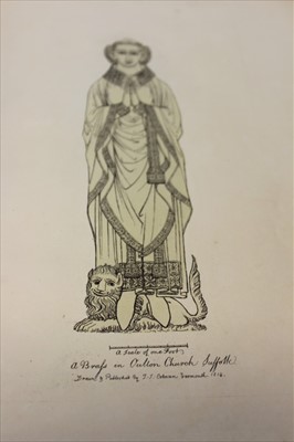 Lot 2308 - John Sell Cotman - Suffolk sepulchral brasses, 37 Suffolk plates and 4 Norfolk, 1819, no title pages, half calf and cloth binding