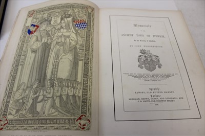 Lot 2319 - John Wodderspoon - ‘Memorials of the Ancient Town of Ipswich’, published Ipswich and London 1850, full leather binding, rebacked