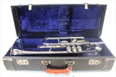 Lot 3602 - Silvered trumpet, unsigned with Yamaha mouthpiece, cased