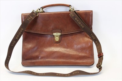 Lot 3082 - A dark tan leather briefcase by The Bridge