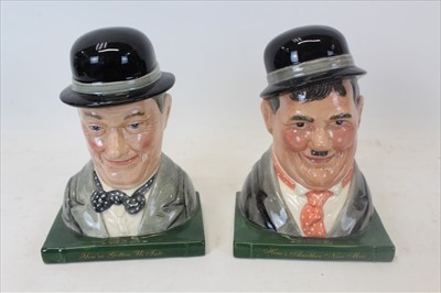 Lot 2038 - Pair of Royal Doulton bookends, modelled as Laurel and Hardy (D7119 and D7120) no. 637 of 2,500