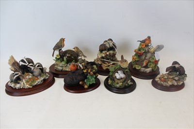 Lot 2052 - Group of Seven Border Fine Arts Sculptures to include Robins, Badgers and Otters (all boxed )