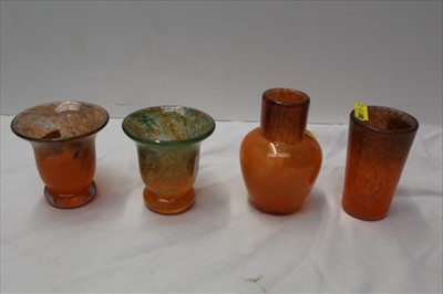 Lot 908 - Four Vasart glass vases in orange colour ways (4)