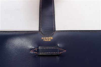 Lot 21 - 1950s blue leather document slip case by Hermes, Paris