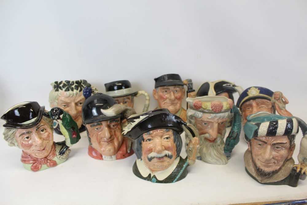 Lot 2079 - Ten Royal Doulton Character Jugs- Neptune D6548, The Walrus and Carpenter D6600, The Falconer D6533, Golfer D6623, Sancho Panca D6456, Gone Away D6531, Old Salt D6551, Capt Henry Morgan D6467, Bacc...