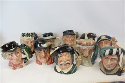 Lot 2079 - Ten Royal Doulton Character Jugs- Neptune D6548, The Walrus and Carpenter D6600, The Falconer D6533, Golfer D6623, Sancho Panca D6456, Gone Away D6531, Old Salt D6551, Capt Henry Morgan D6467, Bacc...