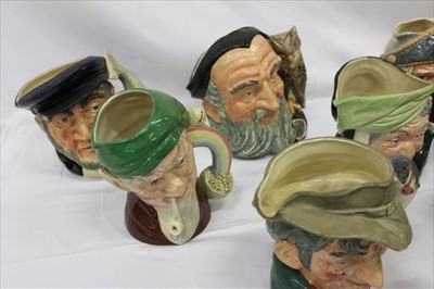 Lot 2080 - Ten Royal Doulton Character Jugs- Beethoven D7021, Capt Ahab D6500, Rip Van Winkle D6438, Melin D6529, Don Quixote D6455, Leprechaun D6847, Granny D5521, Sairey Gamp D5528, The Poacher D6429 and Lo...