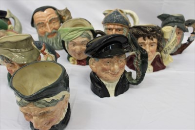 Lot 2080 - Ten Royal Doulton Character Jugs- Beethoven D7021, Capt Ahab D6500, Rip Van Winkle D6438, Melin D6529, Don Quixote D6455, Leprechaun D6847, Granny D5521, Sairey Gamp D5528, The Poacher D6429 and Lo...