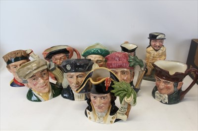 Lot 2081 - Ten Royal Doulton Character Jugs- Captain Bligh D6967, Auld Mac D5823, Lumberjack D6610, Christopher Columbus D6891, Old Charley D5420, Falstaff D6287, The Busker D6775, The Juggler D6835, Sir Fran...
