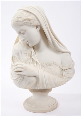 Lot 351 - Victorian Parian Ware bust by Copeland, with impressed marks