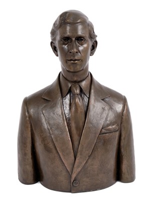 Lot 123 - Bronzed bust of HRH The Prince of Wales, KG, KT, GCB, OM.