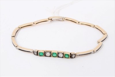Lot 3332 - Antique emerald and diamond bracelet
