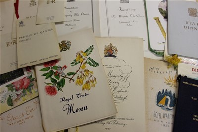 Lot 32 - A collection of rare 1950s Royal Tour and State Dinner menus