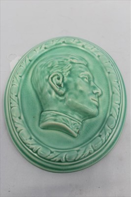 Lot 2197 - Unusual Oval wall plaque depicting George VI, impressed marks to reverse Felix Weiss, 1937