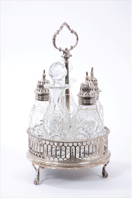 Lot 488 - Georgian silver cruet frame (London 1769) with receipt for purchase in 1996 at £975.00