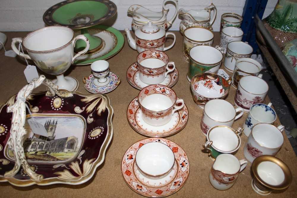 Lot 244 - Assorted late 18th/early 19th century English porcelain, to include various tea wares by Worcester, Spode, Minton, etc, and further items to include a tazza, basket, and campana vase. (29)