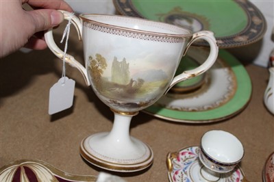 Lot 244 - Assorted late 18th/early 19th century English porcelain, to include various tea wares by Worcester, Spode, Minton, etc, and further items to include a tazza, basket, and campana vase. (29)