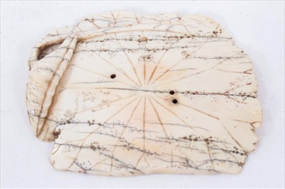 Lot 3771 - Unusual early Chinese carved ivory plaque