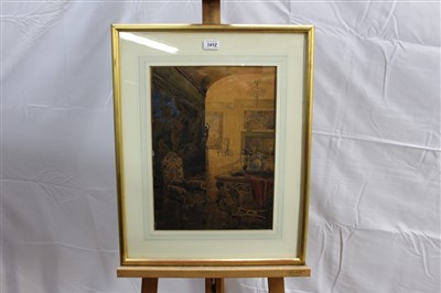 Lot 1412 - H. R. Kinsley, early 20th century, watercolour - a country house interior, signed, in glazed gilt frame, 41cm x 30cm
Exhibited: Royal Institute Of Painters In Water Colour