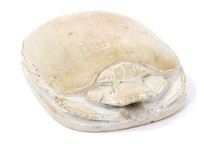 Lot 1237 - Large Egyptian carved stone scarab, typical form with hieroglyphs to underside