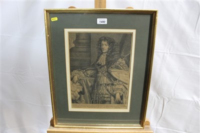 Lot 1490 - P. Lely engraving by A. Blooteling black and white engraving - portrait of James, Duke of Monmouth & Buccluch..., in glazed gilt frame, 35cm x 25cm