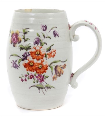 Lot 47 - 18th century Derby barrel shaped mug, circa 1770