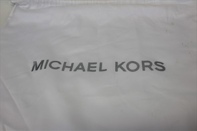 Lot 3113 - Michael Kors Dark Blue Saffiano leather Backpack with engraved zippers and circular logo lining.