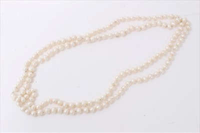 Lot 3287 - Cultured freshwater pearl single strand long necklace, 69cm