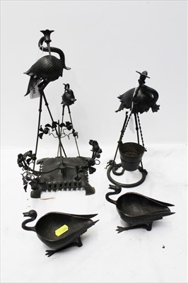 Lot 3777 - Four antique Chinese bronzed ornaments