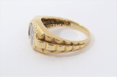 Lot 3444 - 18ct gold and diamond ring with pavé set diamonds in Rolex style setting. Finger size P1/2