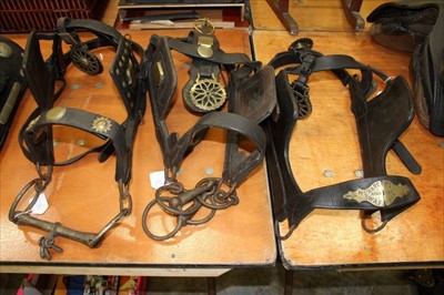 Lot 3786 - Antique heavy horse bridal, stamped for Howard & Sons Makers Swaffham