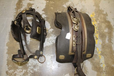 Lot 3792 - Good earl;y 20th century leather and brass mounted horse bridal, with markets plaque for Pearse & Jenkins, together with a ornamental; leather and brass collar