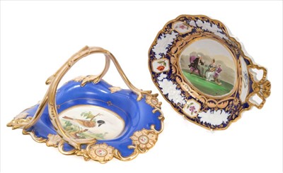 Lot 33 - Unusual early 19th century English porcelain dessert dish, with a painted scene titled on the reverse 'The Visit of Dr Syntax to Widow Hopeful at York', and an early 19th century English porcelain...