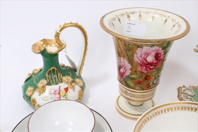 Lot 35 - Large collection of 18th and 19th century English porcelain, including Coalport tureen and stand, Derby ewer, reticulated Derby dish, Lowestoft polychrome painted saucer, Crown Derby purple and gol...