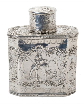 Lot 239 - 19th century German silver tea caddy
