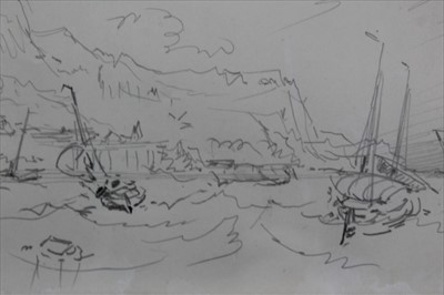 Lot 32 - Myles Birkett Foster (1825-1899) pair of pencil  sketches, marine scenes