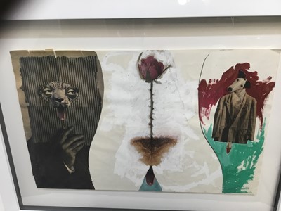 Lot 164 - Ahmed Mahmood (born 1937) mixed media with collage - Erotic composition