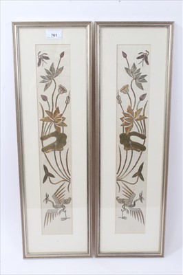 Lot 73 - Pair of Chinese metallic thread sleeve panels