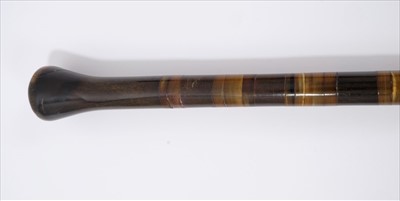 Lot 683 - Unusual 19th century banded rhino horn walking stick