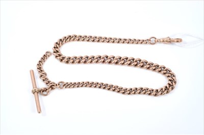 Lot 393 - Edwardian 9ct gold curb link watch chain